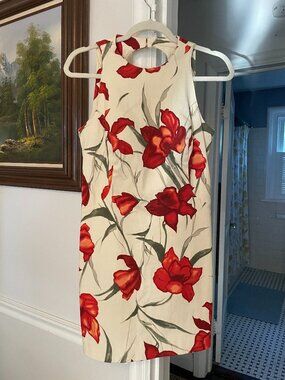 Barbara Lesser Floral Sleeveless Dress – Size M – Built‑In Bra